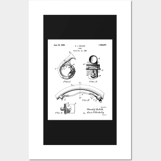 Brass Band Horn Patent - Musician Wind Instrument Art - White Posters and Art